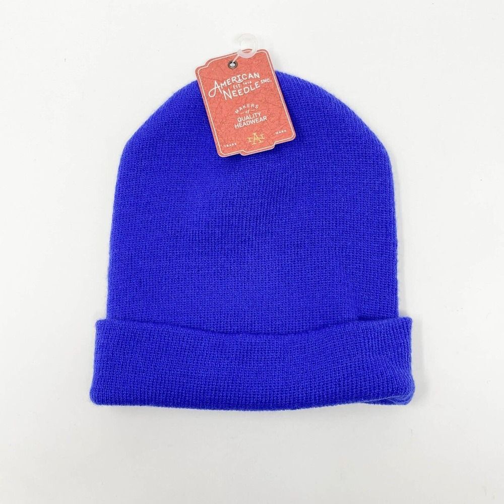 American Needle One‎ Size Royal Blue Knit Fold Over Beanie Hat Unisex
